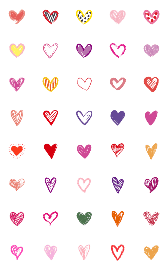 [LINE絵文字]colorful cute heart stickers emojiの画像一覧