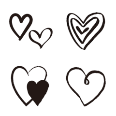 [LINE絵文字] Black White cute heart stickers emojiの画像