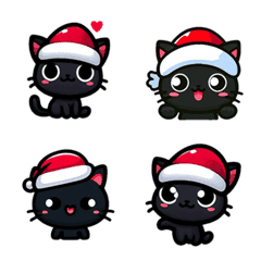 [LINE絵文字] クリスマス - 可愛い黒猫の画像