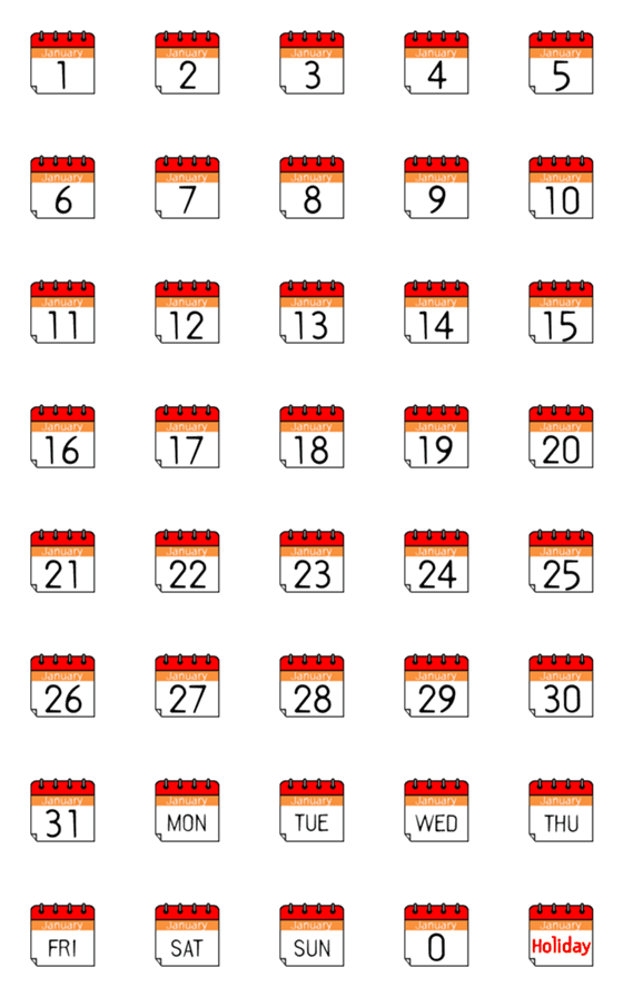 [LINE絵文字]Calendar January 01の画像一覧