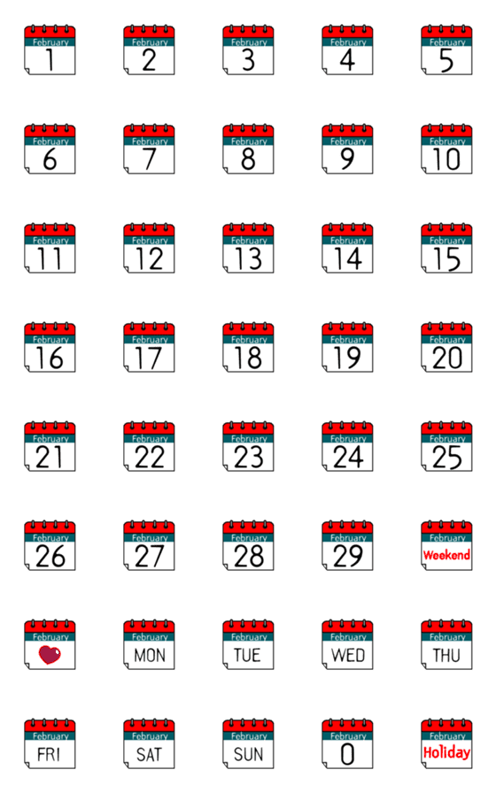 [LINE絵文字]Calendar February 02の画像一覧