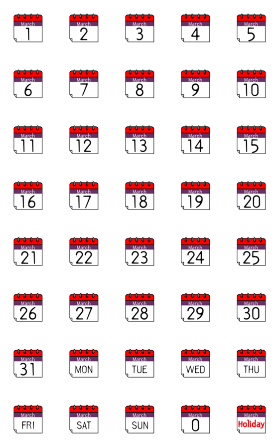 [LINE絵文字]Calendar March 03の画像一覧