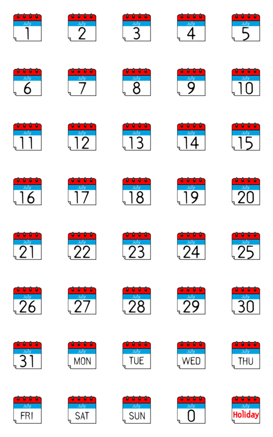 [LINE絵文字]Calendar July 07の画像一覧