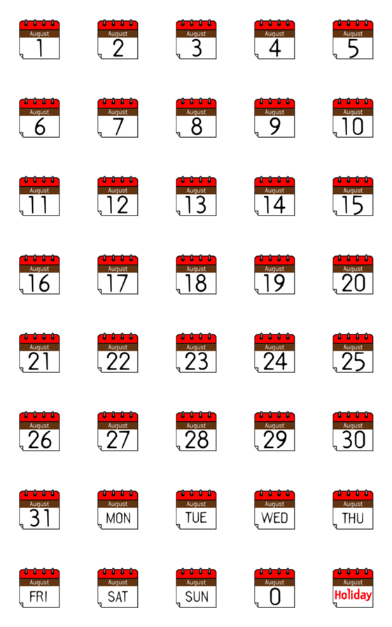 [LINE絵文字]Calendar August 08の画像一覧