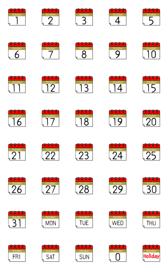 [LINE絵文字]Calendar October 10の画像一覧