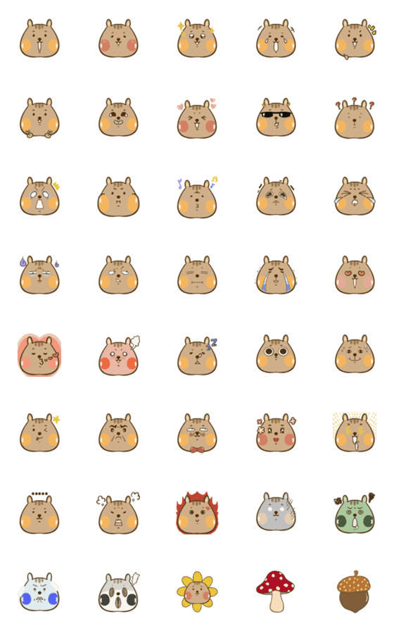 [LINE絵文字]Ponchi is squirrel Emoticonsの画像一覧