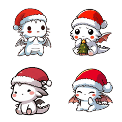 [LINE絵文字] クリスマス - 可愛い白い龍 2の画像
