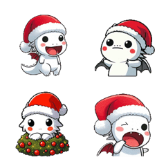 [LINE絵文字] クリスマス - 可愛い白い龍 1の画像