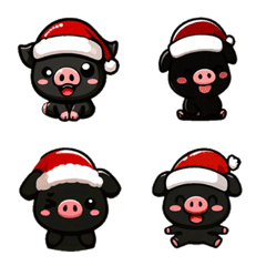 [LINE絵文字] クリスマス - 可愛い黒い豚の画像