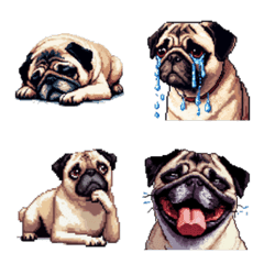 [LINE絵文字] ドット絵 パグ 犬 絵文字 定番の画像