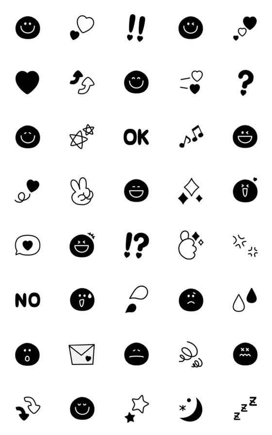 [LINE絵文字]モノクロスマイル☆の画像一覧