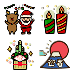 [LINE絵文字] かわいいクリスマスとお正月絵文字の画像