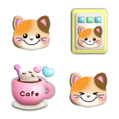 [LINE絵文字] かわいい♡ぷっくり絵文字23(ねこ/三毛猫)の画像