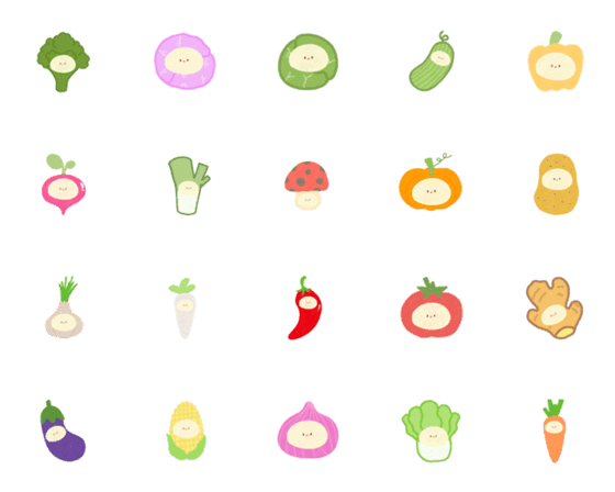 [LINE絵文字]Vegetable face zaの画像一覧