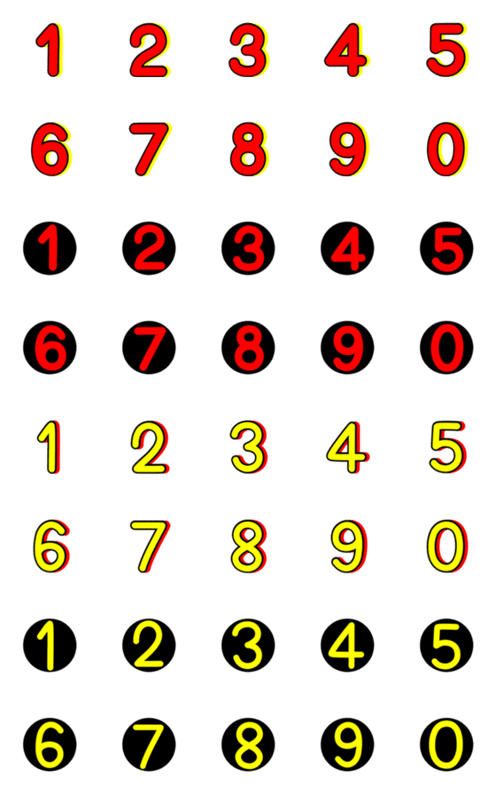 [LINE絵文字]Numbers emoji yellow redの画像一覧