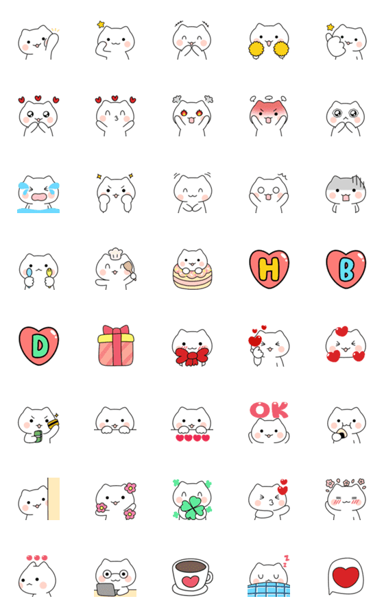 [LINE絵文字]Tofu : Meaw cute Emoji2の画像一覧