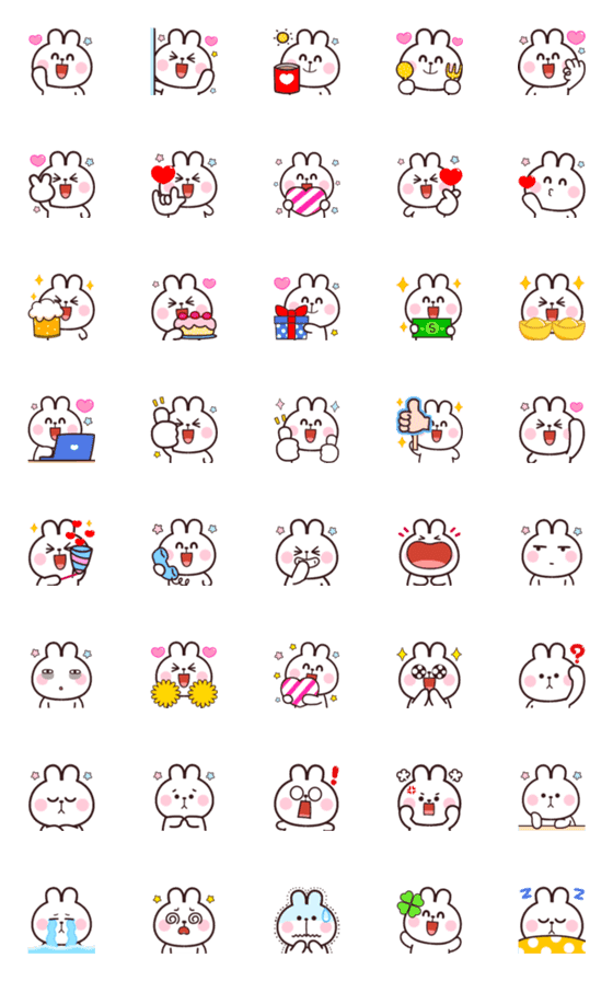 [LINE絵文字]Momo Rabbit Emojiの画像一覧