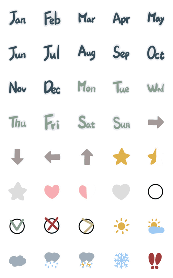 [LINE絵文字]Diary writer - month and week symbolsの画像一覧