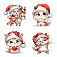 [LINE絵文字] Emoji Santa Meowの画像