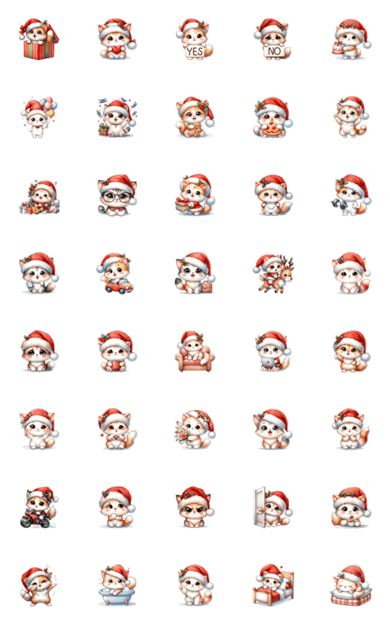 [LINE絵文字]Emoji Santa Meowの画像一覧