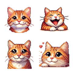 [LINE絵文字] ドット絵 キジトラ 猫 絵文字 40種の画像