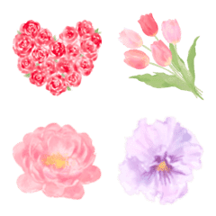 [LINE絵文字] ふんわり水彩♡花の絵文字の画像