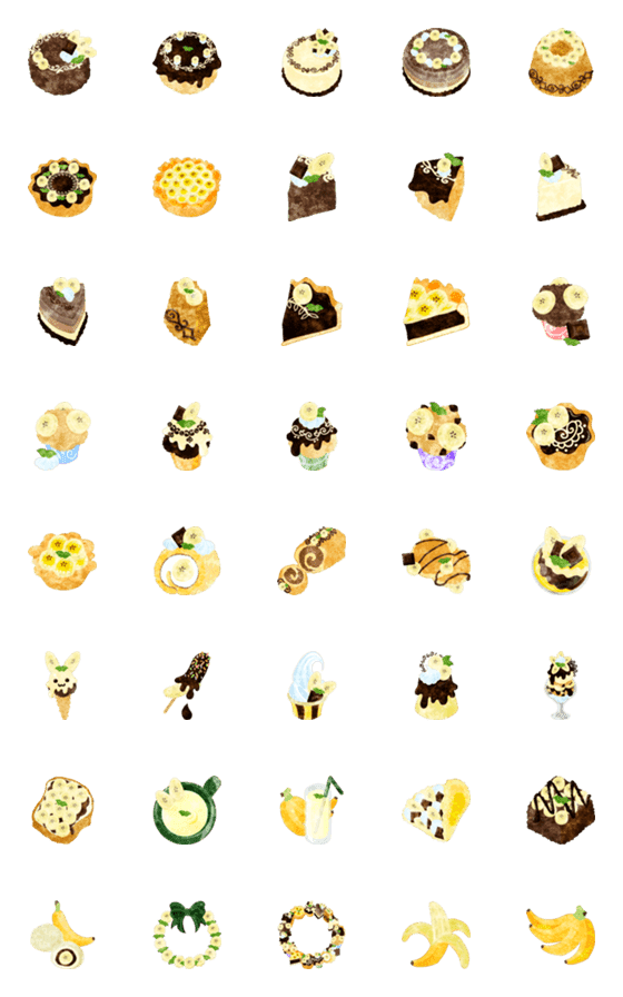 [LINE絵文字]Banana ＆ Chocolate Sweets Emojiの画像一覧