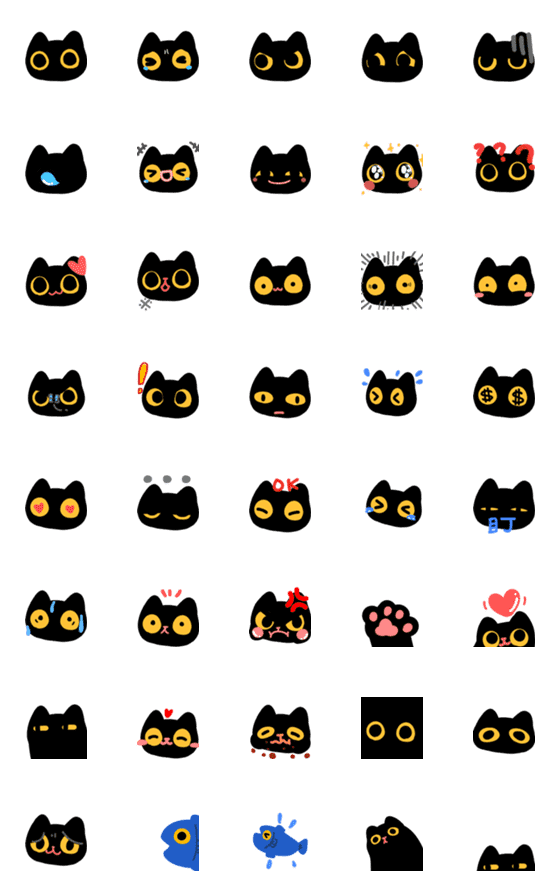 [LINE絵文字]Cute lucky black cat animated stickersの画像一覧