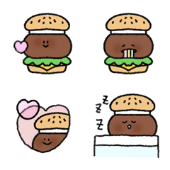 [LINE絵文字] 顔を赤らめる ハンバーガー 絵文字の画像