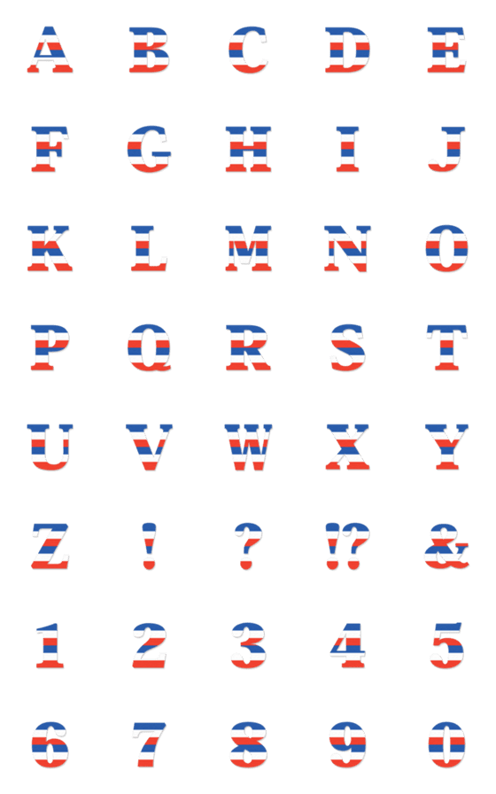 [LINE絵文字]トリコロールボーダー アルファベットの画像一覧
