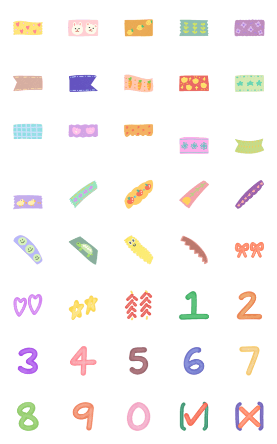 [LINE絵文字]Decorating Tape and Numbersの画像一覧