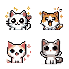 [LINE絵文字] cute cats Primitive lattice Pixel1の画像