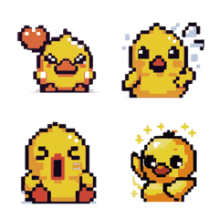 [LINE絵文字] cute chicken Primitive lattice Pixelの画像