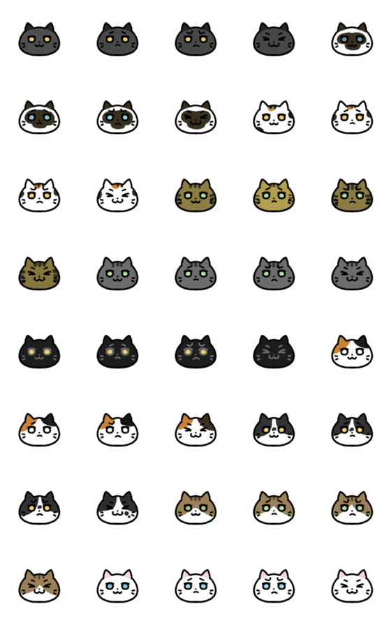 [LINE絵文字]かわいいねこの顔の画像一覧