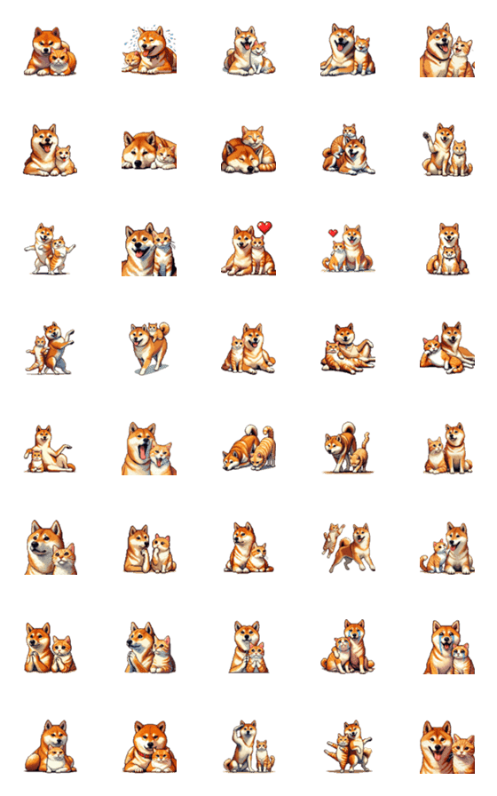 [LINE絵文字]なかよしな柴犬とキジトラ ドット絵の画像一覧