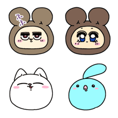 [LINE絵文字] クマとネコとトリの画像