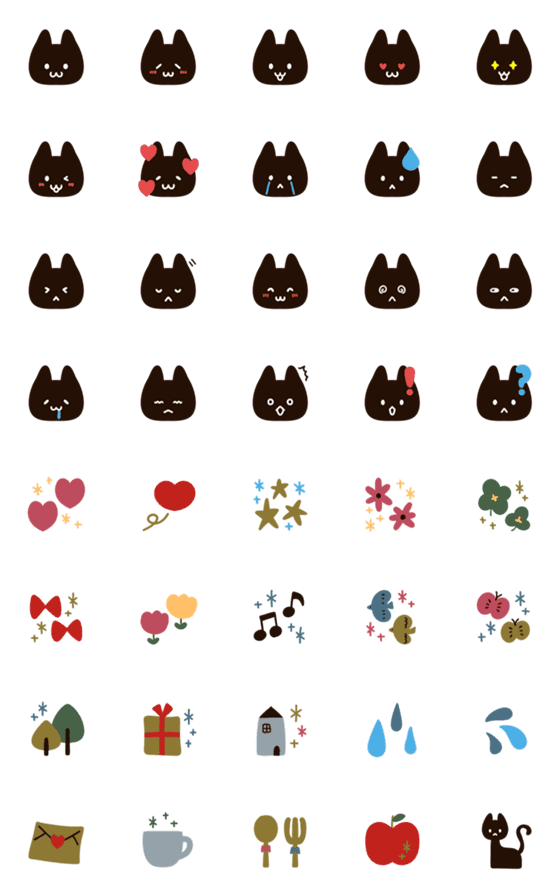 [LINE絵文字]北欧風♡おしゃれな黒猫の絵文字の画像一覧