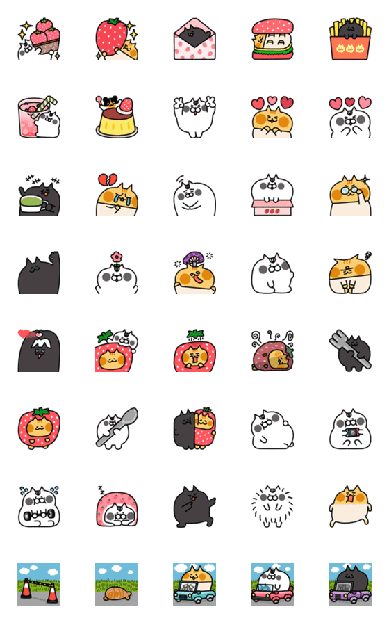 [LINE絵文字]JiangZi Meow - strawberry catの画像一覧