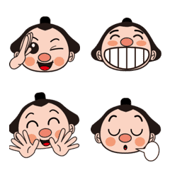 [LINE絵文字] アニメ一年六場所の大相撲力士顔表情絵文字の画像