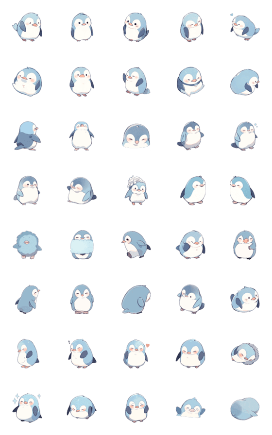 [LINE絵文字]Cute Little Penguin emojiの画像一覧