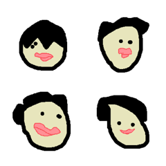 [LINE絵文字] Cute mouth,random head and hairの画像