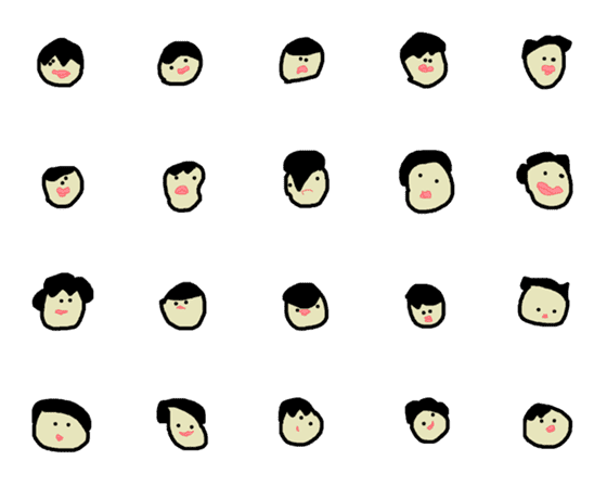 [LINE絵文字]Cute mouth,random head and hairの画像一覧