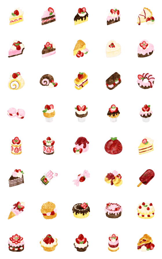 [LINE絵文字]Strawberry Sweets Emoij 2024の画像一覧