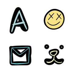 [LINE絵文字] Black background and colorful emojiの画像