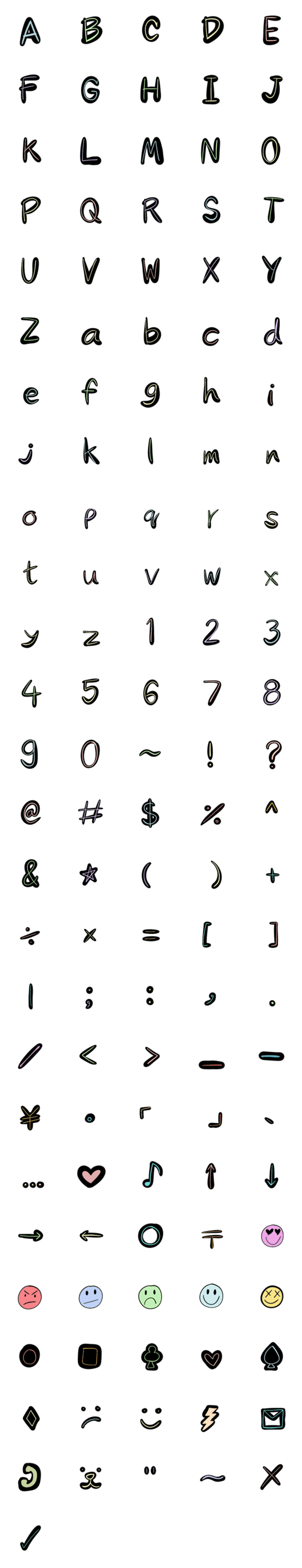 [LINE絵文字]Black background and colorful emojiの画像一覧