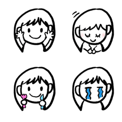 [LINE絵文字] シンプルに使える女の子の絵文字の画像