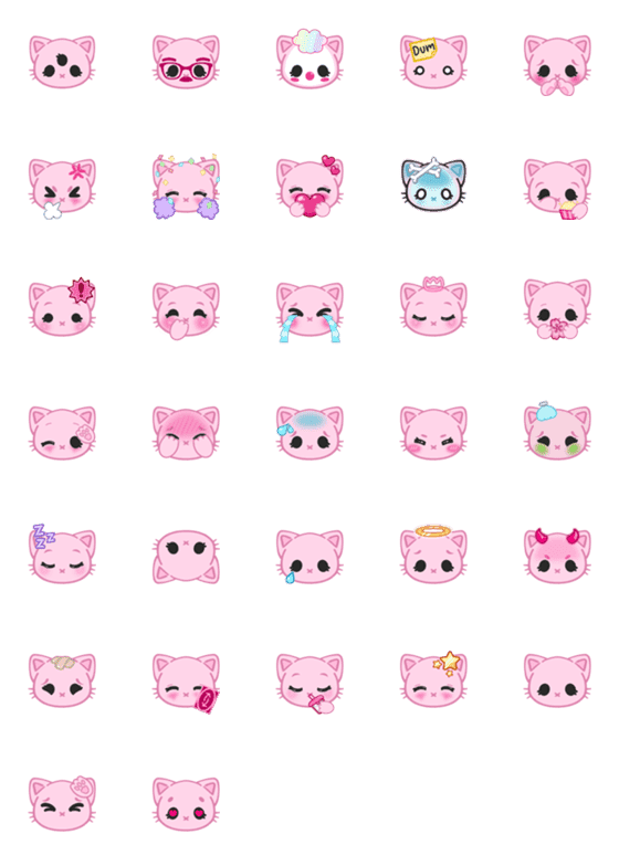 [LINE絵文字]Pink QT Kittyの画像一覧