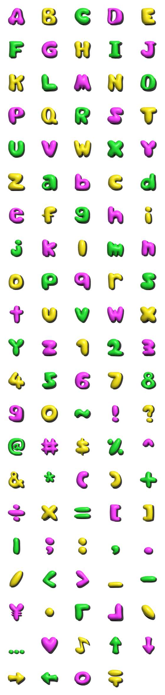 [LINE絵文字]Street Art Font 3Dの画像一覧