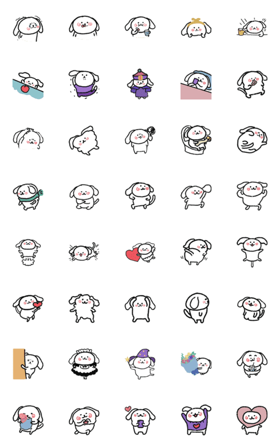 [LINE絵文字]White White puppy2の画像一覧