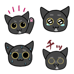 [LINE絵文字] Black and White CuteCat Emojiの画像